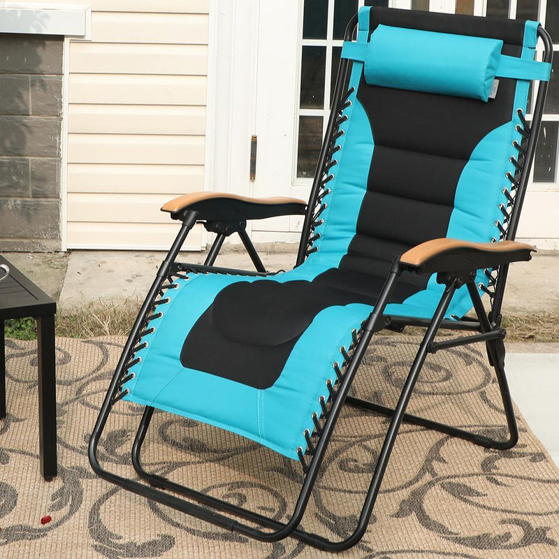 PHI VILLA Oversized Padded Zero Gravity Chair with Cup Holder
