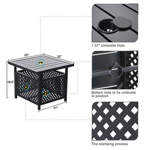 PHI VILLA Outdoor Bistro Side Table with Umbrella Hole