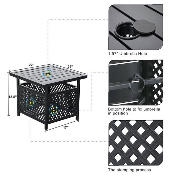 PHI VILLA Outdoor Bistro Side Table with Umbrella Hole