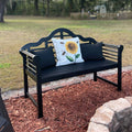 PHI VILLA Patio Acacia Wood Bench With Backrest & Armrest