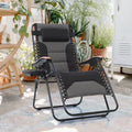 Phi Villa Patio Padded Oversize Recliner Zero Gravity Chair with Cup Holder