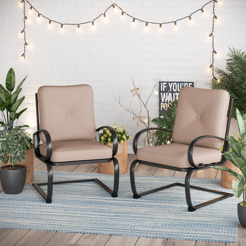 PHI VILLA C-Spring Metal Cushioned Lounge Chairs