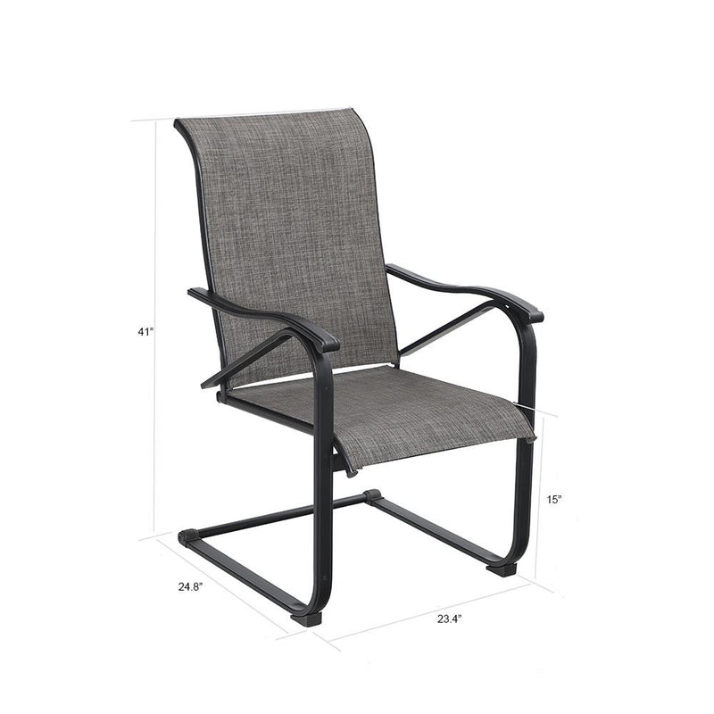 PHI VILLA 2-Piece C-Spring Textilene Patio Dining Chairs