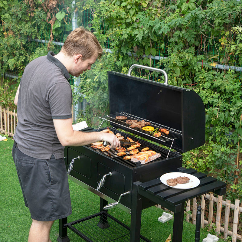 Double R Grilling Captiva Designs Double Door Charcoal Patio Grill with 2 Liftable Ename