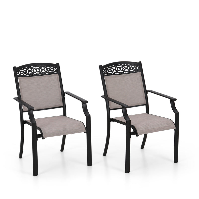 PHI VILLA 2-Piece Outdoor Textilene Fixed Dining Chairs