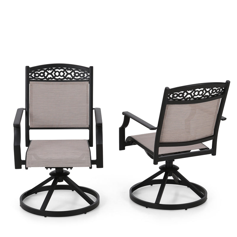 PHI VILLA 2-Piece Patio Swivel Textilene Dining Chairs