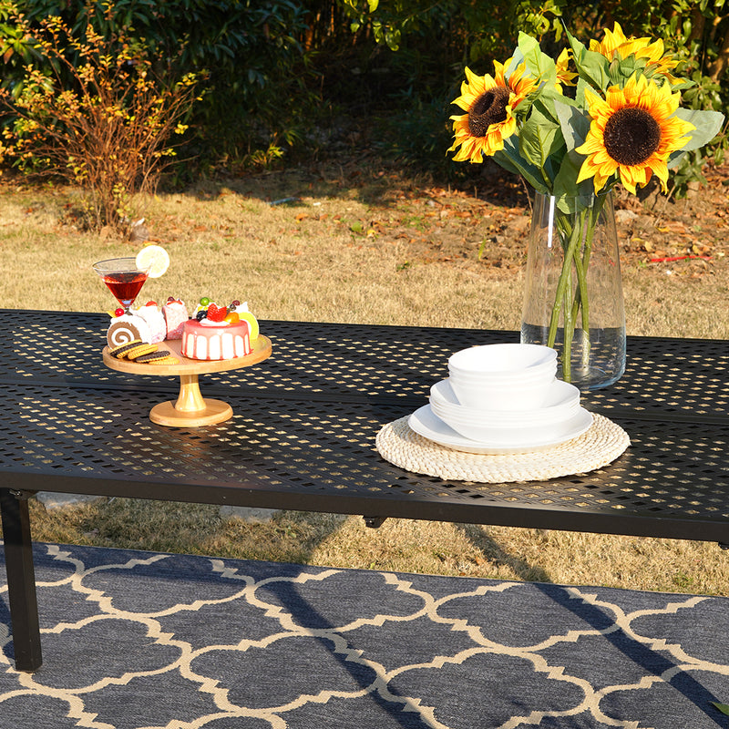 Phi Villa Patio Rectangle Steel Mesh Hollow  Dining Table