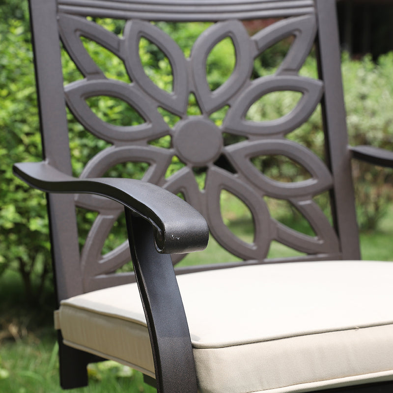 PHI VILLA Cast Aluminum Patio Dining Chairs