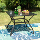 Phi Villa 37" Metal Square Slat Patio Dining Table with Umbrella Hole
