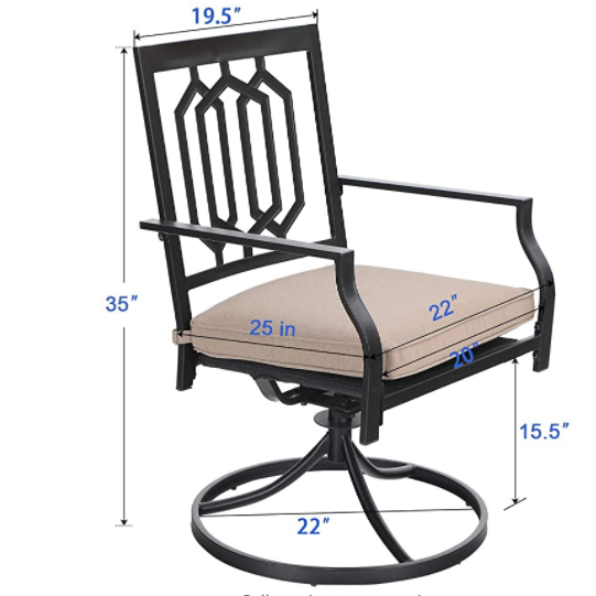 5-Piece Outdoor Dining Set 4 Cushioned Swivel Chairs and Larger Square Table PHI VILLA