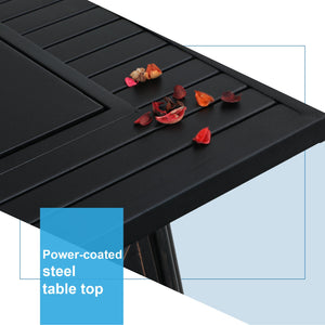 28" 50,000BTU Square Patio Metal and Leather Patio Table with Fire Pit