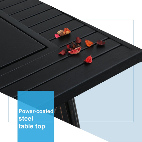 28" 50,000BTU Square Patio Metal and Leather Patio Table with Fire Pit