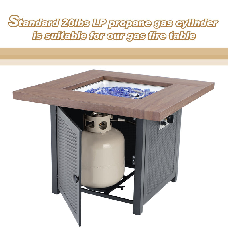 PHI VILLA 34 Inch 50,000 BTU Wood-like Steel Gas Fire Pit Table With Cover