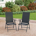 Phi Villa  Folding Sling Dining Chair Aluminum & Steel Frame, Set of 2
