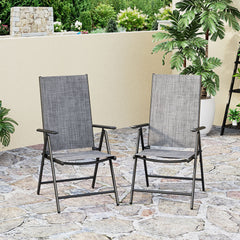 Phi Villa  Folding Sling Dining Chair Aluminum & Steel Frame, Set of 2
