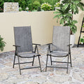 Phi Villa  Folding Sling Dining Chair Aluminum & Steel Frame, Set of 2