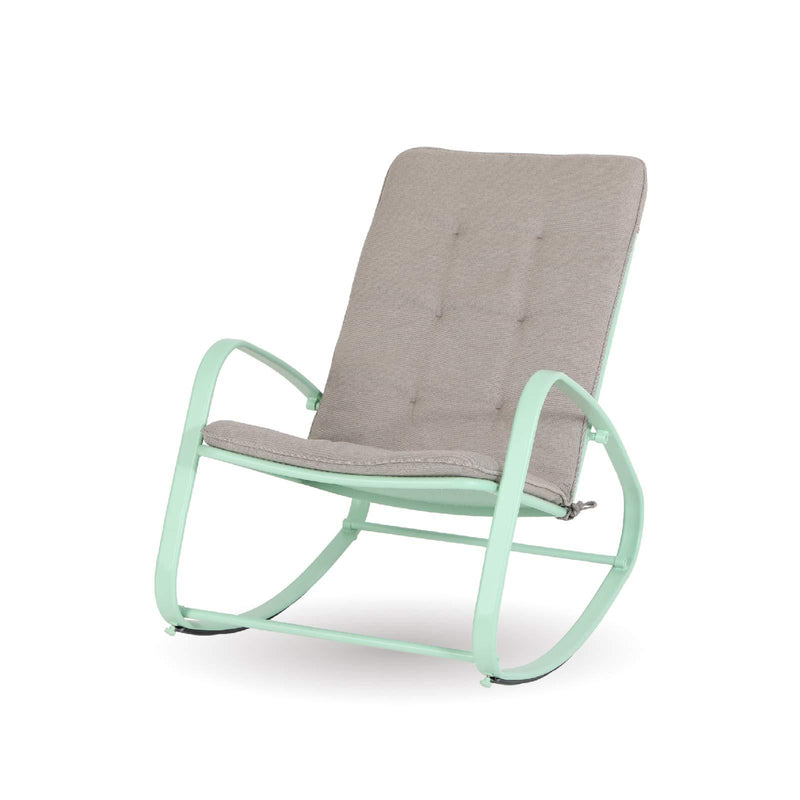 PHI VILLA Patio 1 Piece Rocking Chair Padded Steel Rocker Chair