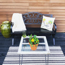 PHI VILLA 50 Inch Garden Patio Bench Cast Iron Steel Frame with Phalaenopsis Pattern