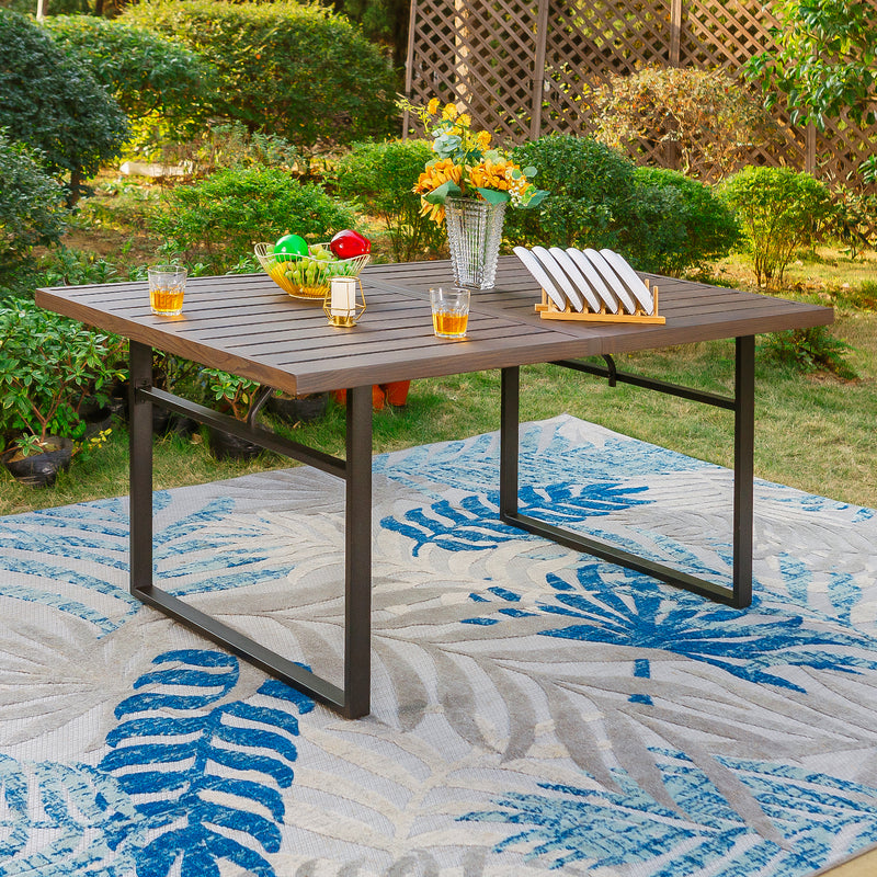 Phi Villa Patio Rectangle Patio Dining Table with U-shaped legs