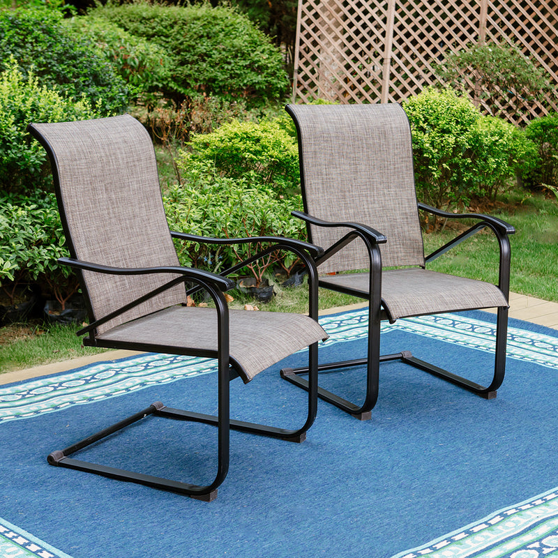 PHI VILLA 2-Piece C-Spring Textilene Patio Dining Chairs
