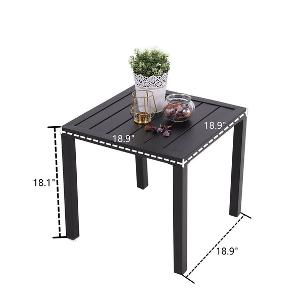 PHI VILLA Black Small Metal Square Side Coffee Bistro Table