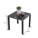 PHI VILLA Black Small Metal Square Side Coffee Bistro Table