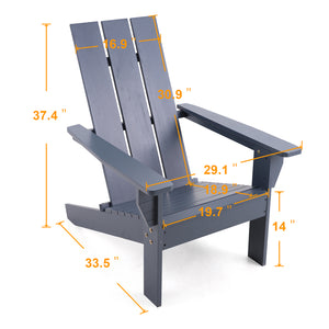 Outdoor High Back Wooden Lounge Adirondack Chair
