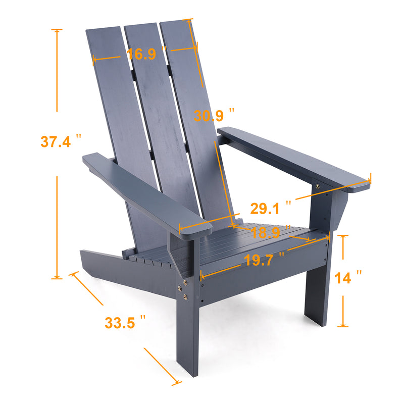 Phi Villa Outdoor High Back Wooden Lounge Adirondack Chair