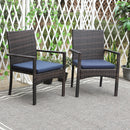 PHI VILLA Outdoor Wicker Rattan Haiti Chair Set of 2