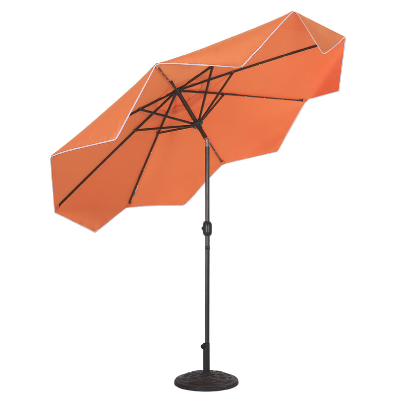 PHI VILLA 9/10ft Crank Open Patio Umbrella With 24 LED Lights & Ruffles
