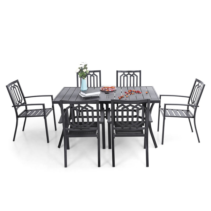 7-Piece Patio Dining Set With Stackable Chairs for Garden, Backyard PHI VILLA