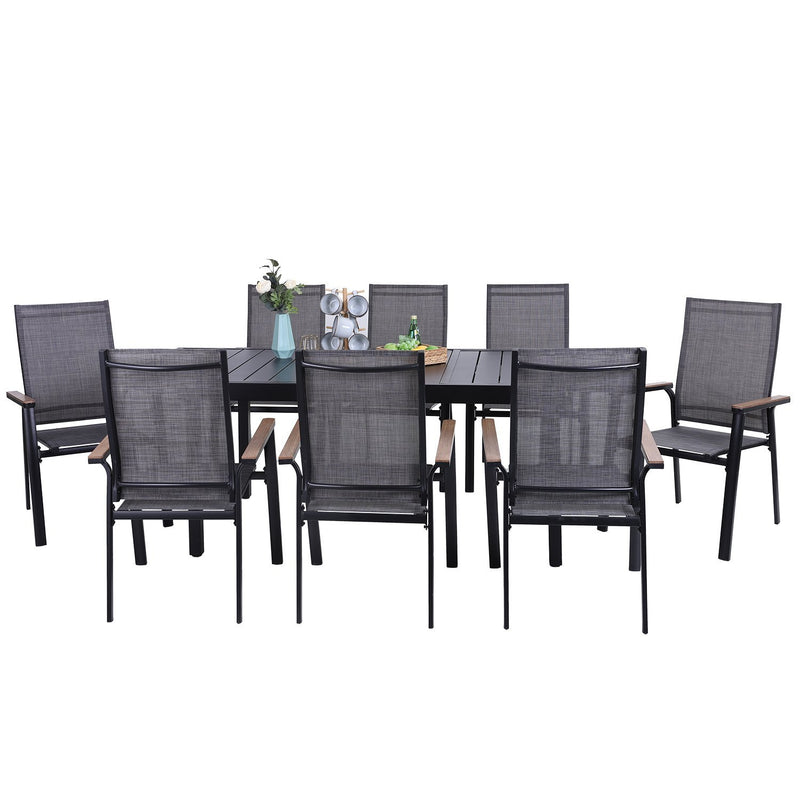 PHI VILLA 7-Piece/9-Piece Outdoor Dining Set with Textilene Dining Chairs & Adjustable Table
