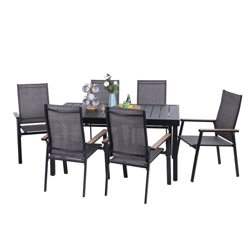 PHI VILLA 7-Piece/9-Piece Outdoor Dining Set with Textilene Dining Chairs & Adjustable Table