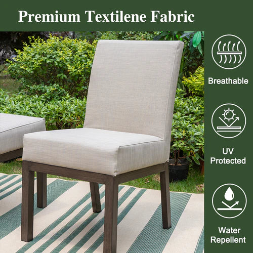 PHI VILLA Patio Textilene Padded Fixed Dining Chairs Set of 2