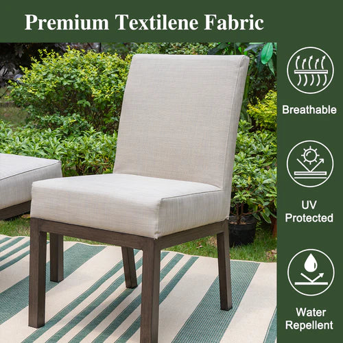 PHI VILLA Patio Textilene Padded Fixed Dining Chairs, Set of 2