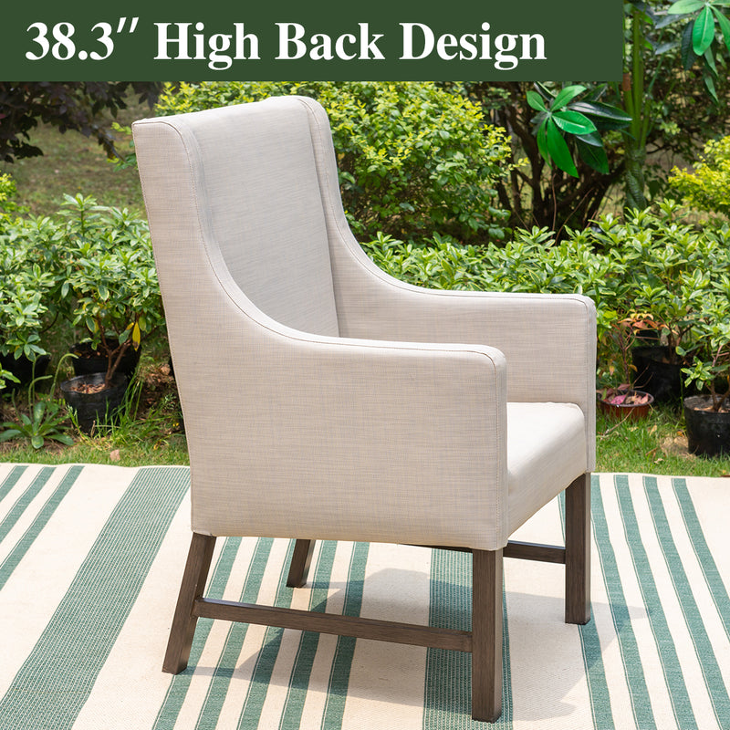 PHI VILLA Patio Dining Set with Textilene Chairs/ Acacia Wooden Bench & Acacia Wooden Table
