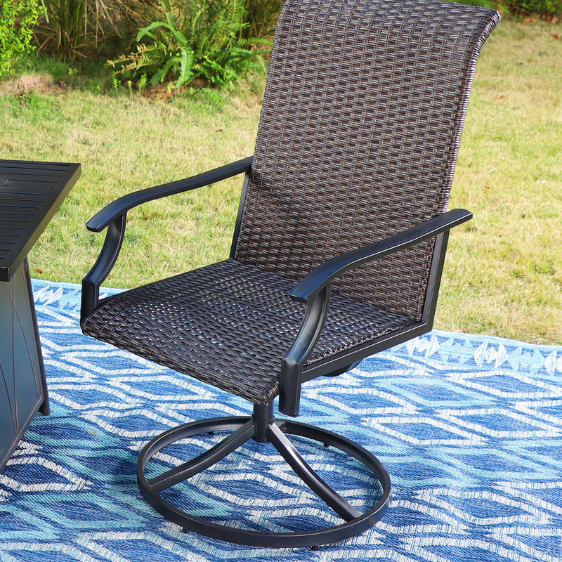 PHI VILLA Rattan Swivel Outdoor Dining Chairs, Set of 2