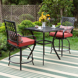 Outdoor Bohemian Swivel Bar Stools Set for Garden, Bar-PHI VILLA