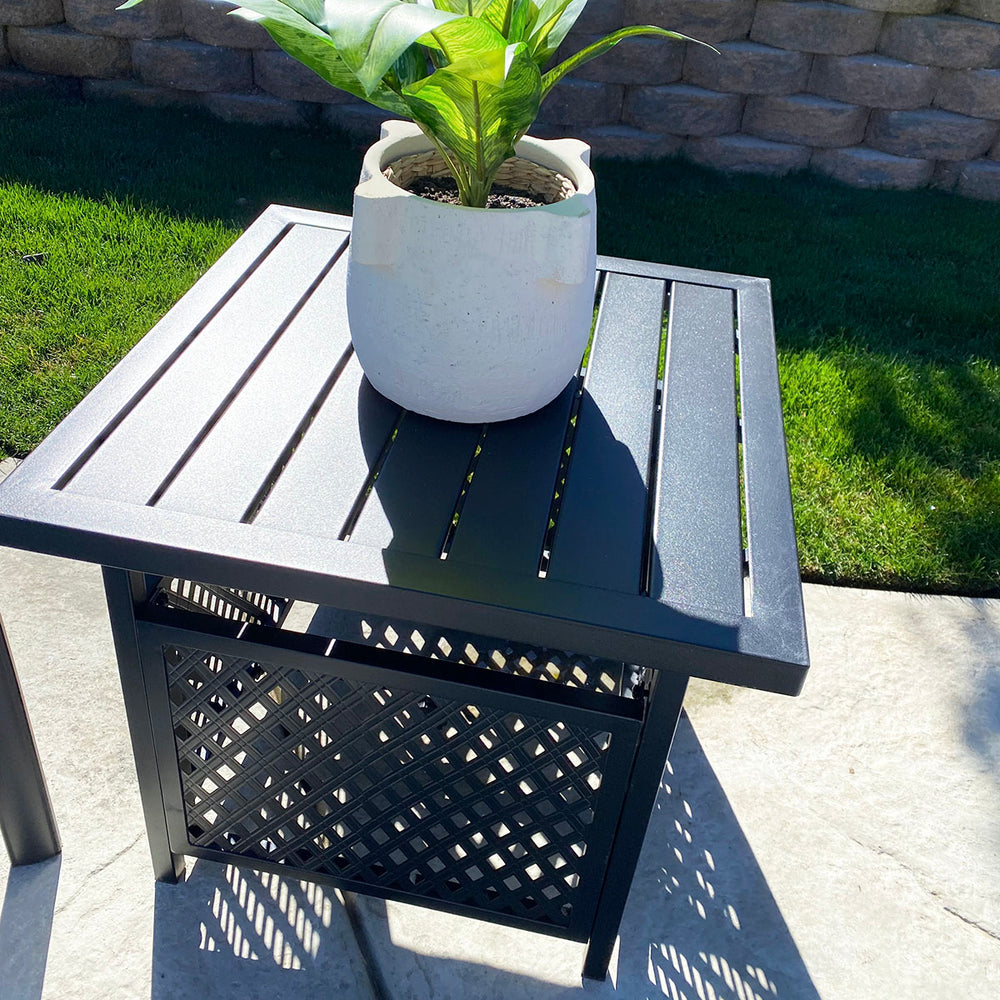 ihome patio umbrella side table Giantex Table, Outdoor with 2" Umbrella Hole, Rattan Umbrella Stand Holder, Heavy Duty Metal Frame, Bistro Table for Deck Garden Poolside, Mix Brown (HDPE Tabletop) this free PHI VILLA Outdoor Bistro Side