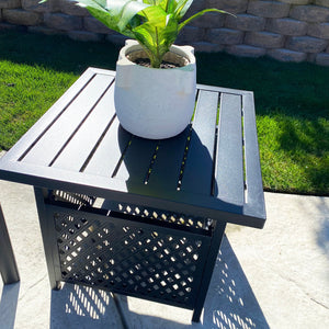 PHI VILLA Outdoor Bistro Side Table with Umbrella Hole