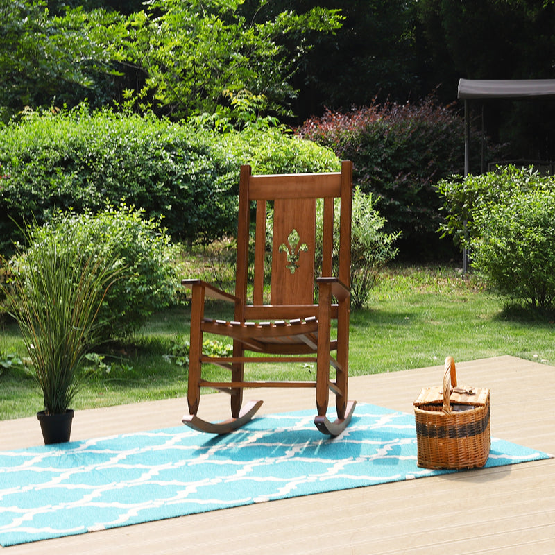 PHI VILLA Outdoor & Indoor Wood Rocking Chair Porch Chair