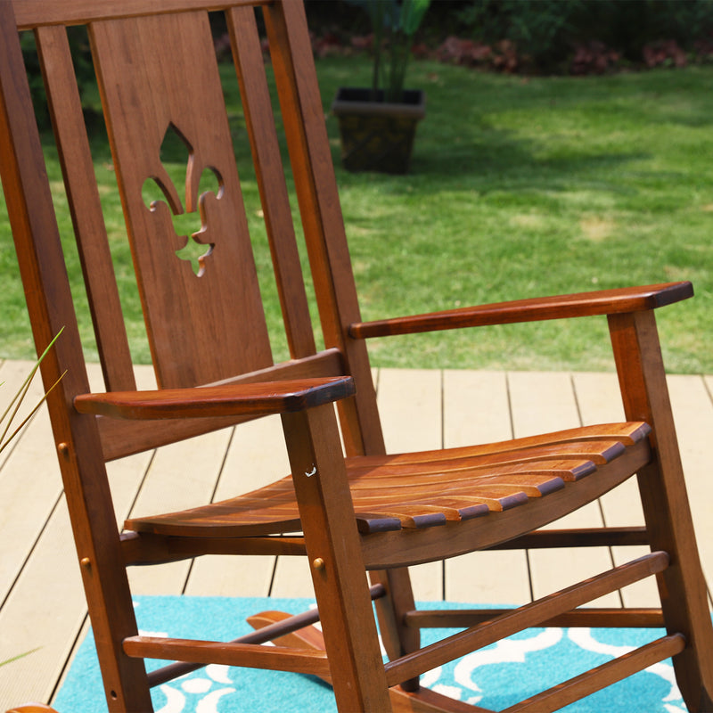 PHI VILLA Outdoor & Indoor Wood Rocking Chair Porch Chair