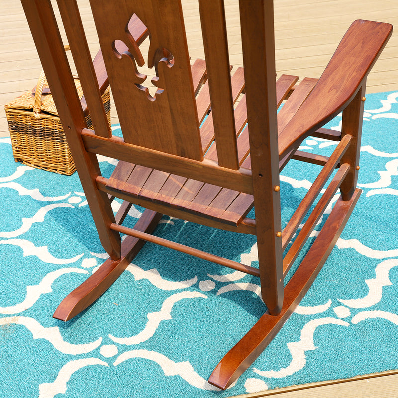 PHI VILLA Outdoor & Indoor Wood Rocking Chair Porch Chair