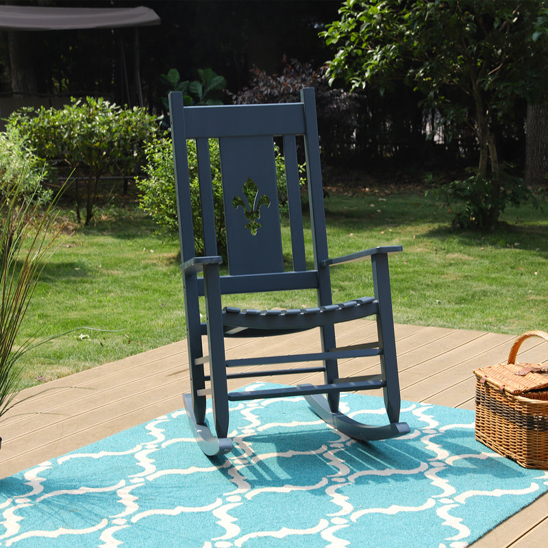 PHI VILLA Outdoor & Indoor Wood Rocking Chair Porch Chair