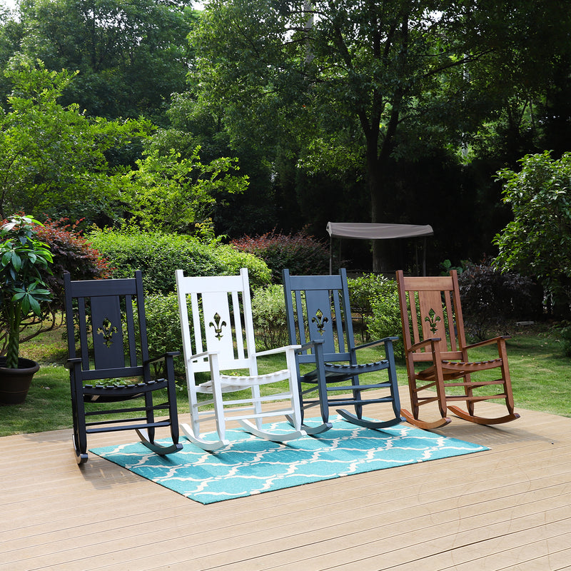 PHI VILLA Outdoor & Indoor Wood Rocking Chair Porch Chair