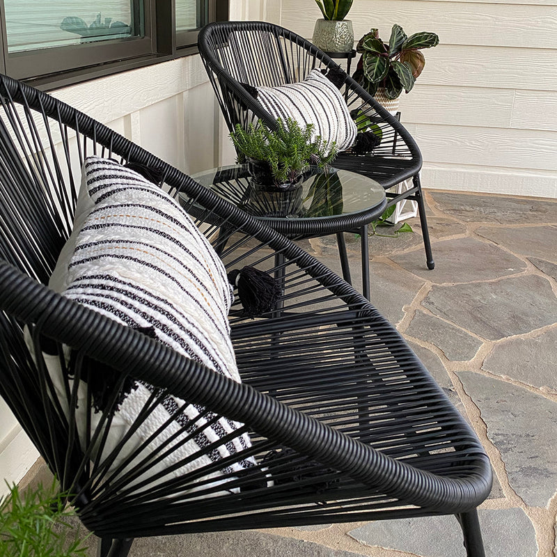 Phi Villa 3-Piece Outdoor Wicker Conversation Set