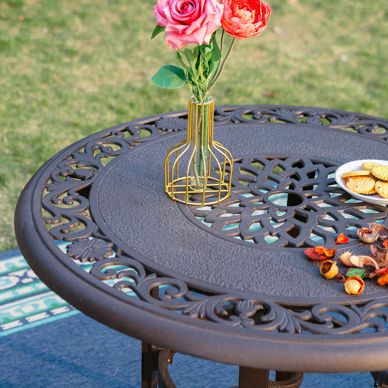 PHI VILLA 32" Cast Aluminum Round Outdoor Bar Table