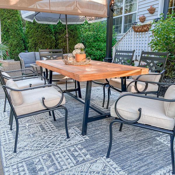 Vine 7 Piece Patio Dining Set with Acacia Wood Table