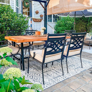 Vine 7 Piece Patio Dining Set with Acacia Wood Table