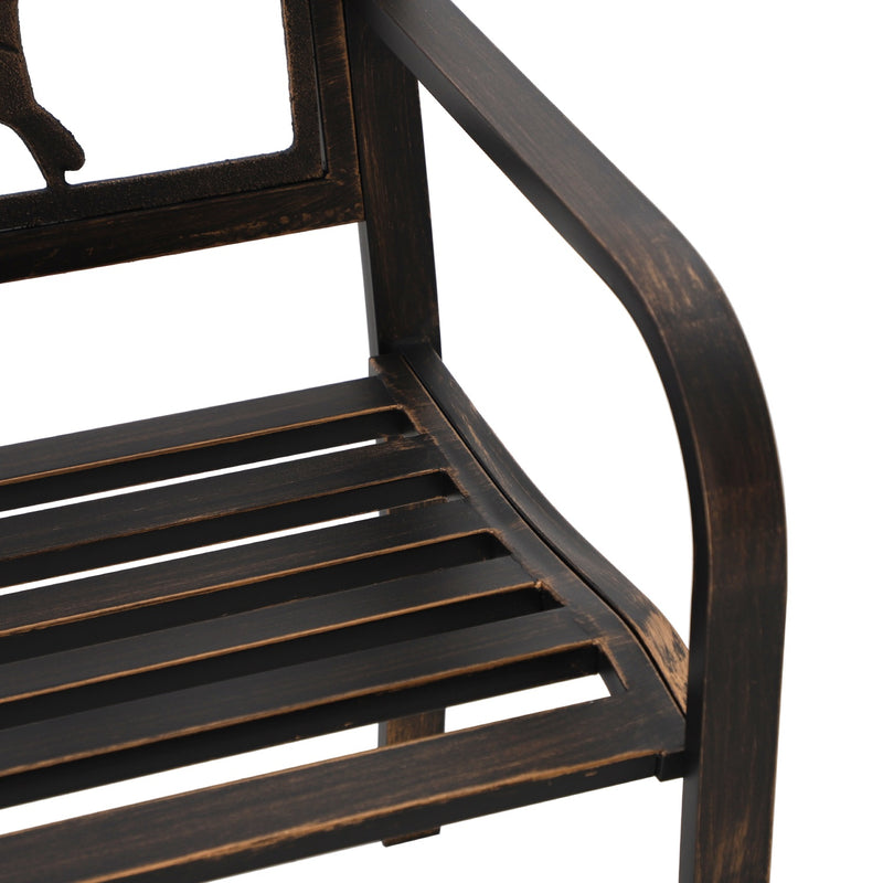 PHI VILLA 50 Inch Outdoor & Garden & Park Bench Steel Frame Porch Chair